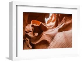 Water eroded Navajo Sandstone forms a slot canyon in Upper Antelope Canyon, Navajo Land, Arizona-Michael Nolan-Framed Photographic Print