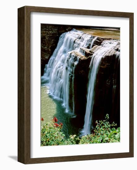 Water falling from rocks, Lower Falls, Letchworth State Park, New York State, USA-null-Framed Photographic Print