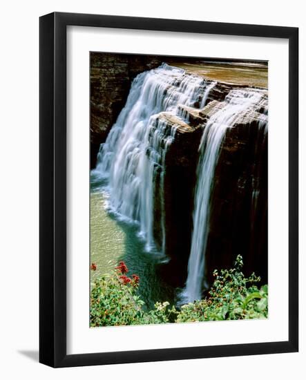 Water falling from rocks, Lower Falls, Letchworth State Park, New York State, USA-null-Framed Photographic Print