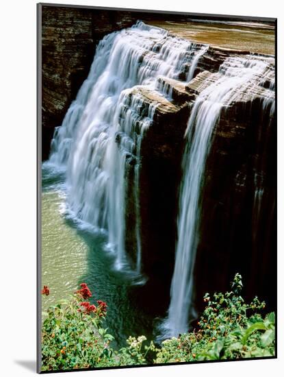 Water falling from rocks, Lower Falls, Letchworth State Park, New York State, USA-null-Mounted Photographic Print