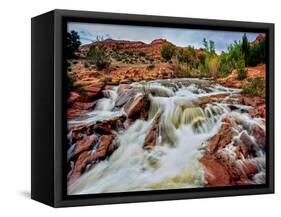 Water falling from rocks, Mill Creek, Moab, Utah, USA-null-Framed Stretched Canvas