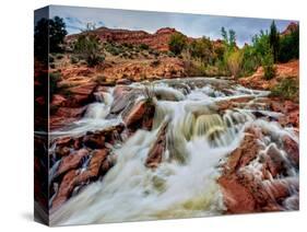 Water falling from rocks, Mill Creek, Moab, Utah, USA-null-Stretched Canvas
