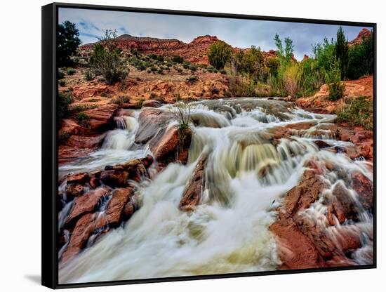 Water falling from rocks, Mill Creek, Moab, Utah, USA-null-Framed Stretched Canvas