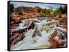 Water falling from rocks, Mill Creek, Moab, Utah, USA-null-Framed Stretched Canvas