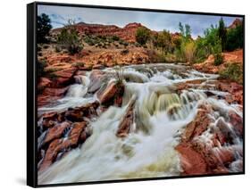 Water falling from rocks, Mill Creek, Moab, Utah, USA-null-Framed Stretched Canvas