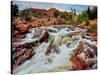 Water falling from rocks, Mill Creek, Moab, Utah, USA-null-Stretched Canvas