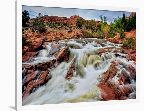 Water falling from rocks, Mill Creek, Moab, Utah, USA-null-Framed Photographic Print