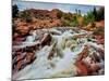 Water falling from rocks, Mill Creek, Moab, Utah, USA-null-Mounted Photographic Print