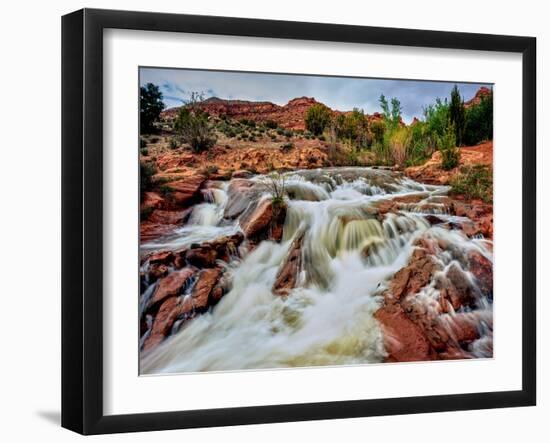 Water falling from rocks, Mill Creek, Moab, Utah, USA-null-Framed Photographic Print