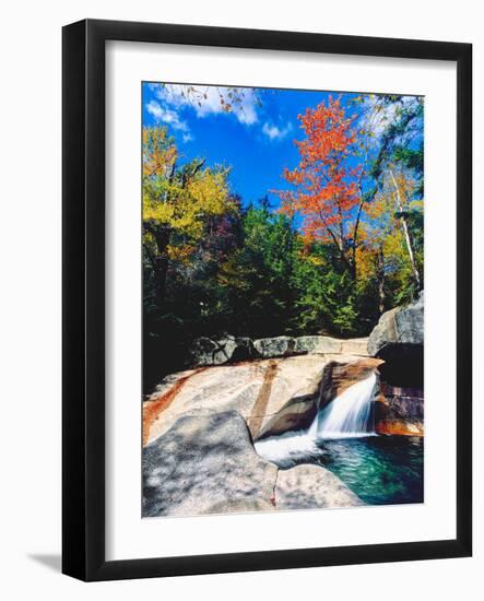 Water falling into a river, Pemigewasset River, Franconia Notch State Park, White Mountains, New...-null-Framed Photographic Print