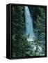 Water Falling Off Mountain at Helmcken Falls-null-Framed Stretched Canvas