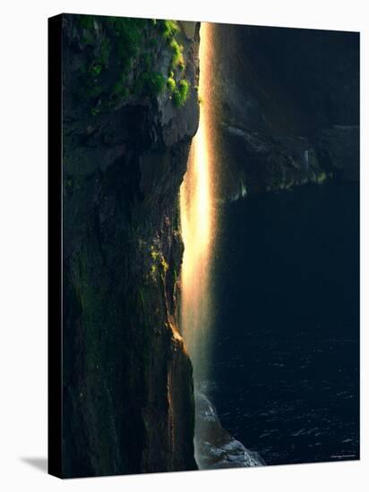 Water Falls at Sunset-null-Stretched Canvas