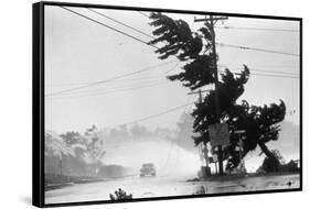 Water Falls/Car Stopped/Down Power Lines-null-Framed Stretched Canvas