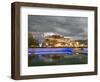 Water Feature in Front of the Potala Square Lit up with Neon Blue Lights in Early Evening, China-Don Smith-Framed Photographic Print