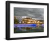 Water Feature in Front of the Potala Square Lit up with Neon Blue Lights in Early Evening, China-Don Smith-Framed Photographic Print