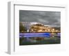 Water Feature in Front of the Potala Square Lit up with Neon Blue Lights in Early Evening, China-Don Smith-Framed Photographic Print