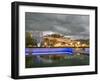 Water Feature in Front of the Potala Square Lit up with Neon Blue Lights in Early Evening, China-Don Smith-Framed Photographic Print