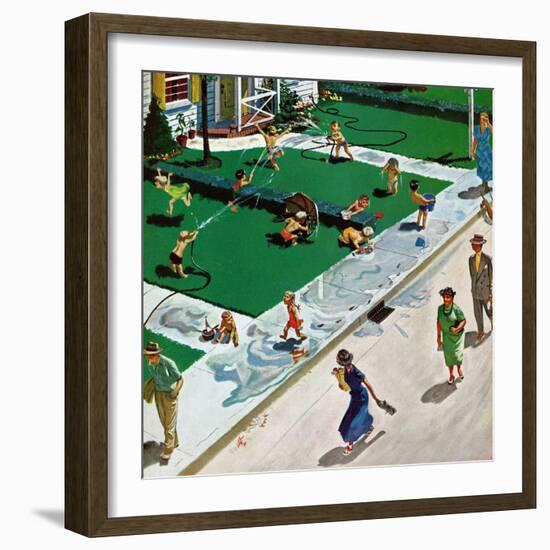 "Water Fight", June 30, 1951-Thornton Utz-Framed Giclee Print