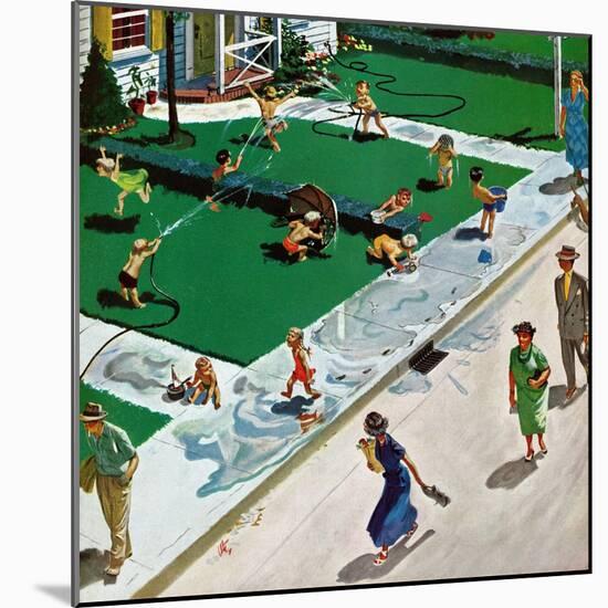 "Water Fight", June 30, 1951-Thornton Utz-Mounted Giclee Print