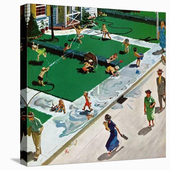 "Water Fight", June 30, 1951-Thornton Utz-Stretched Canvas