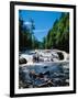 Water flowing from rocks in a forest, Buttermilk Falls, Raquette River, Adirondack Mountains, Ne...-null-Framed Photographic Print