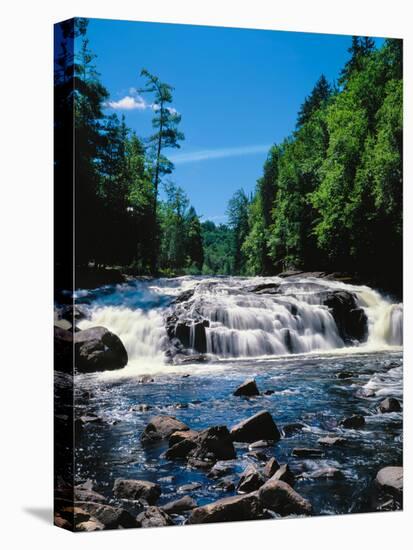 Water flowing from rocks in a forest, Buttermilk Falls, Raquette River, Adirondack Mountains, Ne...-null-Stretched Canvas