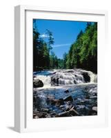 Water flowing from rocks in a forest, Buttermilk Falls, Raquette River, Adirondack Mountains, Ne...-null-Framed Photographic Print