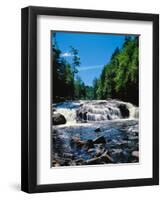 Water flowing from rocks in a forest, Buttermilk Falls, Raquette River, Adirondack Mountains, Ne...-null-Framed Premium Photographic Print