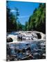 Water flowing from rocks in a forest, Buttermilk Falls, Raquette River, Adirondack Mountains, Ne...-null-Mounted Premium Photographic Print