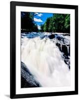 Water flowing from rocks in a forest, Buttermilk Falls, Raquette River, Adirondack Mountains, Ne...-null-Framed Premium Photographic Print