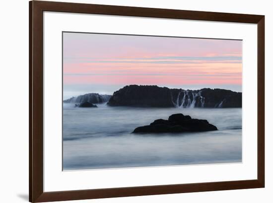 Water flowing off Seastack after waves crashing, Seal Rocks State Park, Oregon-Adam Jones-Framed Photographic Print