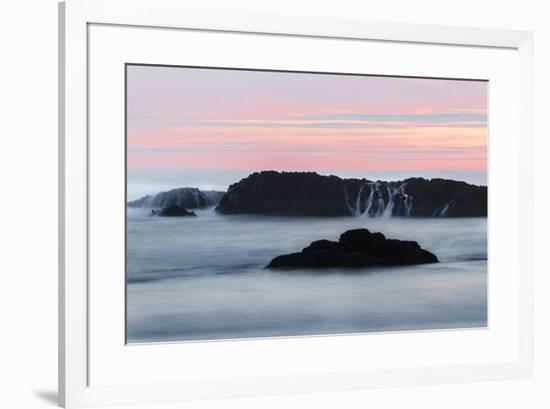 Water flowing off Seastack after waves crashing, Seal Rocks State Park, Oregon-Adam Jones-Framed Photographic Print