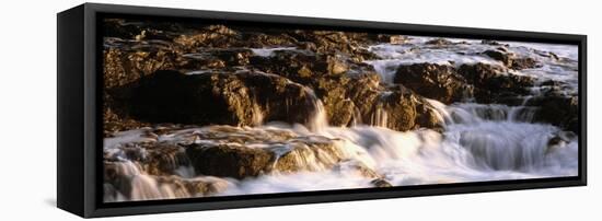 Water flowing through rocks, Playa Los Cerritos, Todos Santos, Baja California Sur, Mexico-Panoramic Images-Framed Stretched Canvas