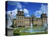 Water Fountain and Statue in the Garden before Blenheim Palace, Oxfordshire, England, UK-Nigel Francis-Stretched Canvas
