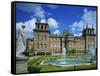 Water Fountain and Statue in the Garden before Blenheim Palace, Oxfordshire, England, UK-Nigel Francis-Framed Stretched Canvas