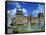 Water Fountain and Statue in the Garden before Blenheim Palace, Oxfordshire, England, UK-Nigel Francis-Framed Stretched Canvas