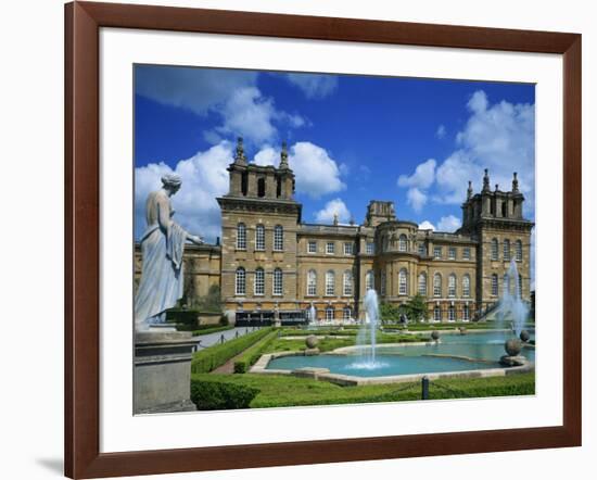 Water Fountain and Statue in the Garden before Blenheim Palace, Oxfordshire, England, UK-Nigel Francis-Framed Photographic Print