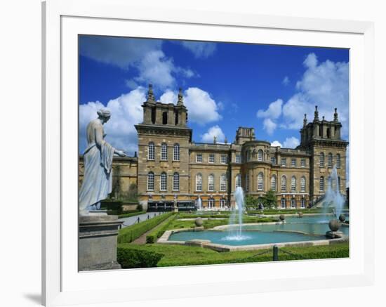 Water Fountain and Statue in the Garden before Blenheim Palace, Oxfordshire, England, UK-Nigel Francis-Framed Photographic Print