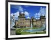 Water Fountain and Statue in the Garden before Blenheim Palace, Oxfordshire, England, UK-Nigel Francis-Framed Photographic Print