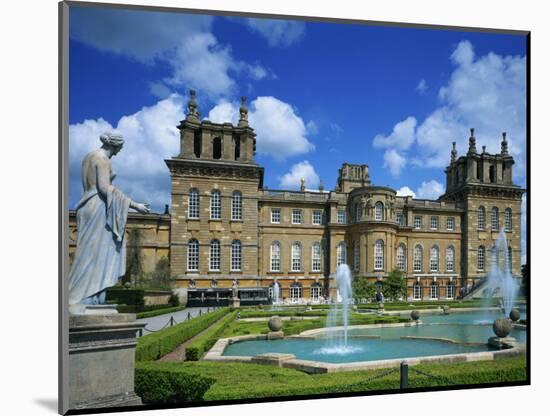 Water Fountain and Statue in the Garden before Blenheim Palace, Oxfordshire, England, UK-Nigel Francis-Mounted Photographic Print