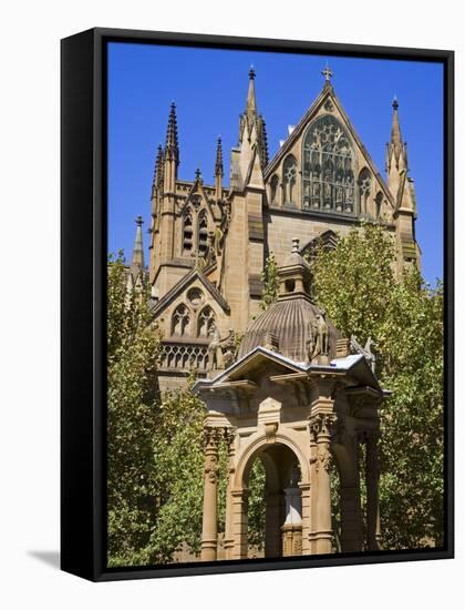 Water Fountain Near St. Mary's Cathedral, Central Business District, Sydney, New South Wales, Austr-Richard Cummins-Framed Stretched Canvas