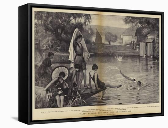 Water Frolics, the Weir Pool at Pangbourne-Robert Walker Macbeth-Framed Stretched Canvas