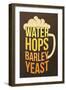 Water, Hops, Barley, Yeast - Beer-Lantern Press-Framed Art Print