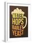 Water, Hops, Barley, Yeast - Beer-Lantern Press-Framed Art Print