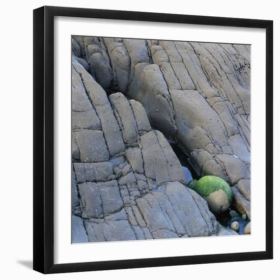 Water in a Fissure of a Stone Surface-Micha Pawlitzki-Framed Photographic Print