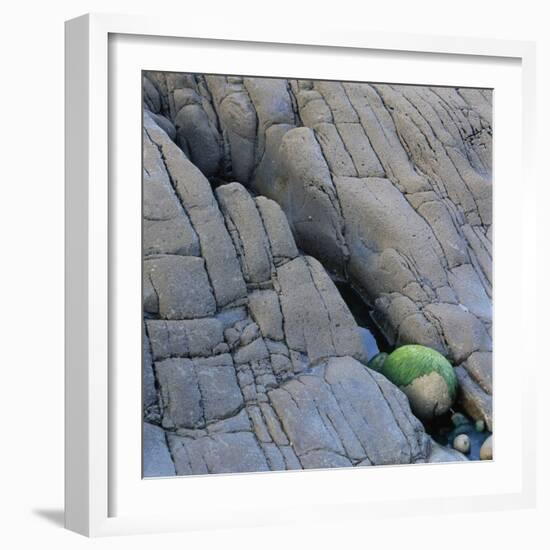 Water in a Fissure of a Stone Surface-Micha Pawlitzki-Framed Photographic Print