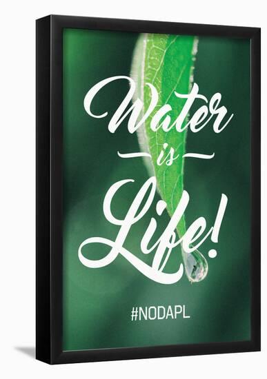 Water Is Life - Leaf Water Drop-null-Framed Poster