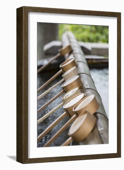 Water Ladles at Shinto Shrine of Sumiyoshi Taisha, Osaka, Kansai, Japan-Ian Trower-Framed Photographic Print