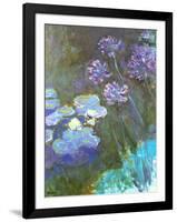 Water Lilies and Agapanthus-Claude Monet-Framed Art Print