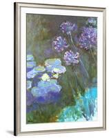 Water Lilies and Agapanthus-Claude Monet-Framed Art Print